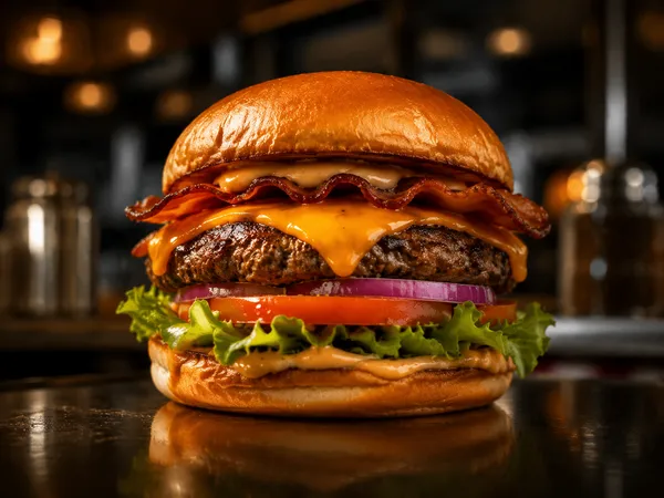 Rock ’n’ Rolls loaded beef cheeseburger