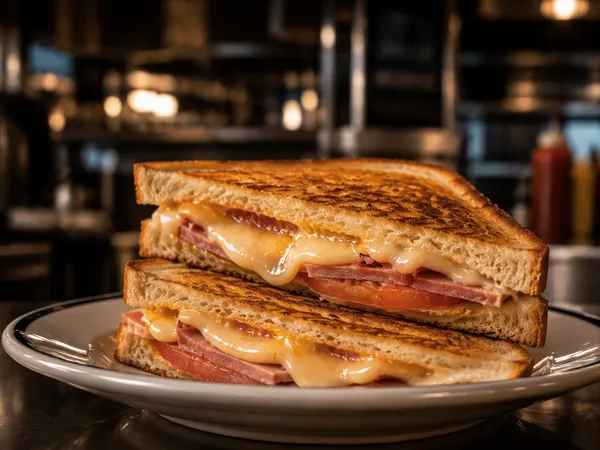 Rock ’n’ Rolls ham, cheese and tomato toastie